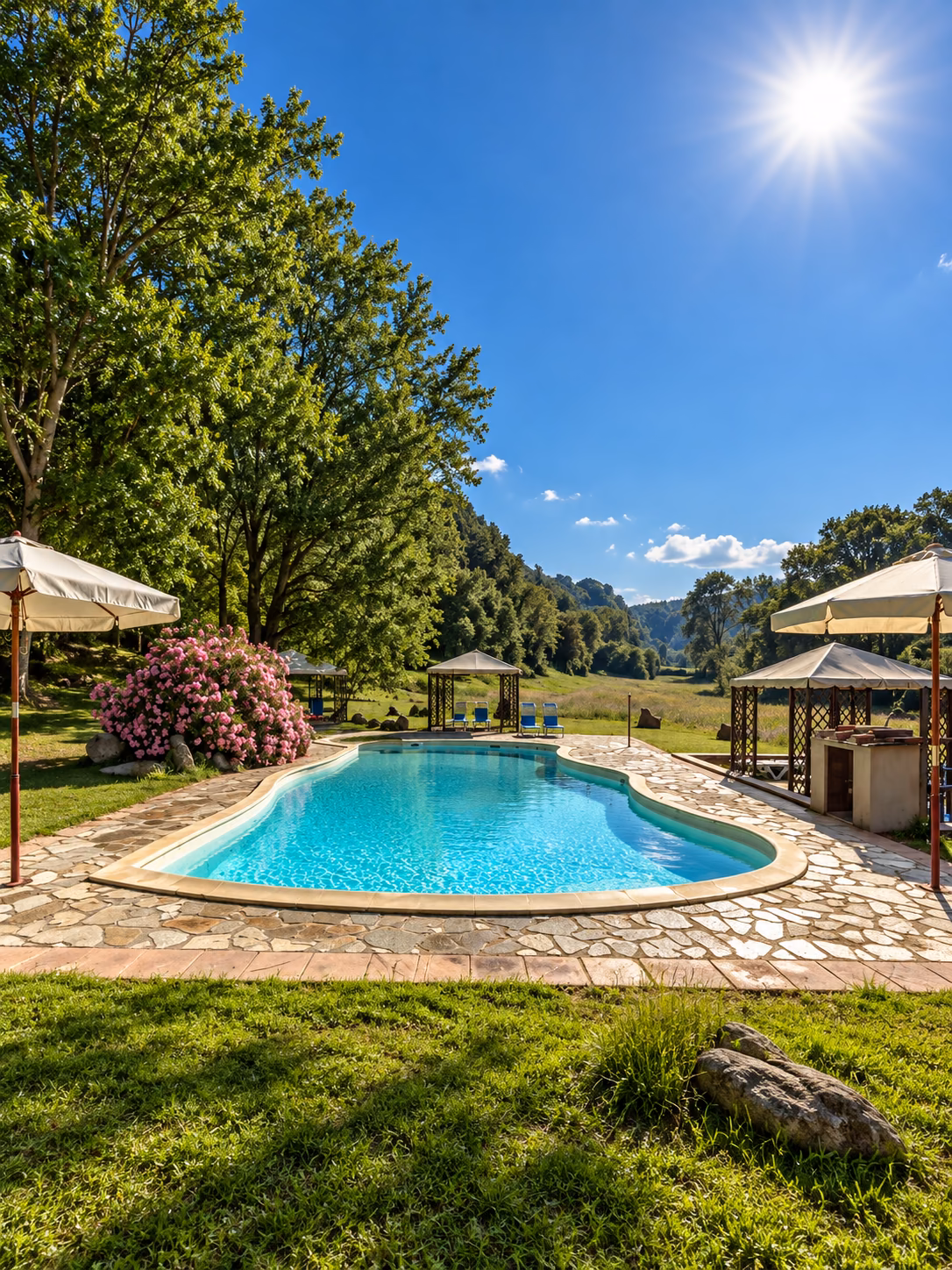 Piscina nel giardino di una casa vacanza