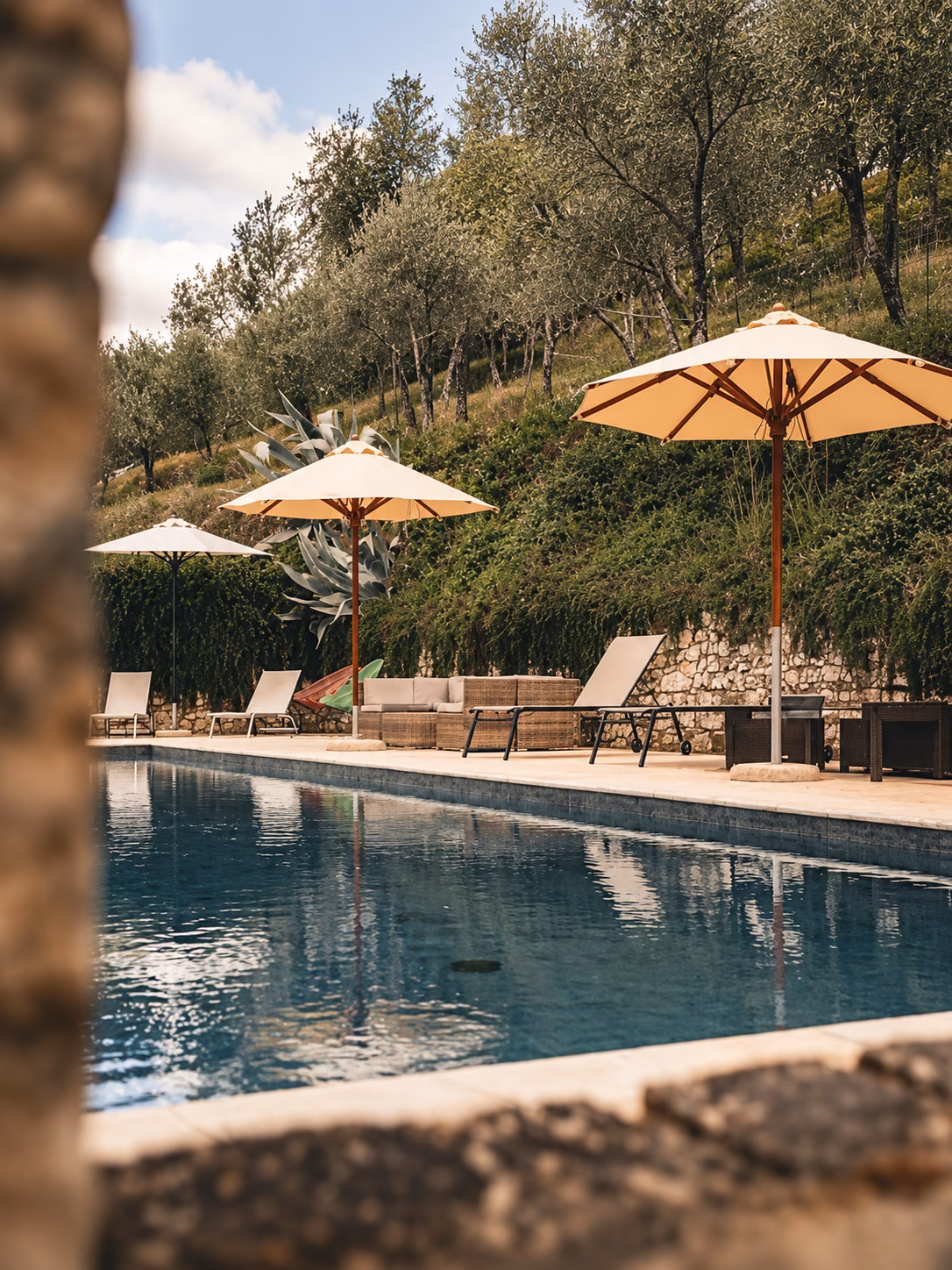 Piscina della villa tra gli ulivi del Chianti